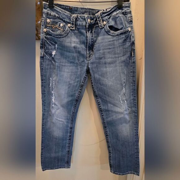 Miss Me Women's Blue Capris 29 - Picture 3 of 7